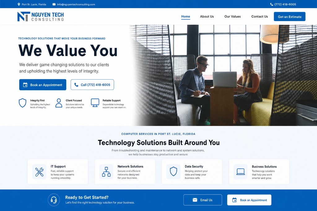 Example modern website redesign for Nguyen Tech Consulting